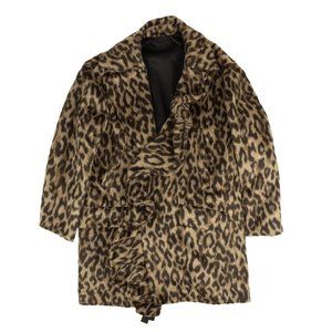 UNRAVEL PROJECT Brown Leopard Print Ruffle Faux Fur Coat Size 40 $1120